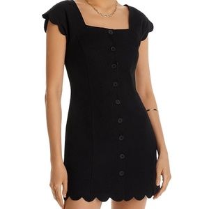 Scalloped Black Cap Sleeve Dress XL Aqua by Bloomingdales